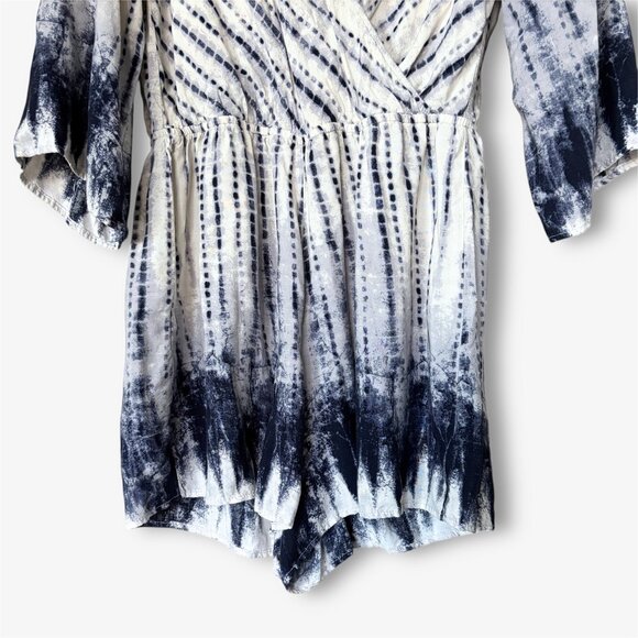 Staccato Flowy Tie Dye Romper Navy and White Womens Large Boho Festival 90s Y2K - Picture 3 of 12